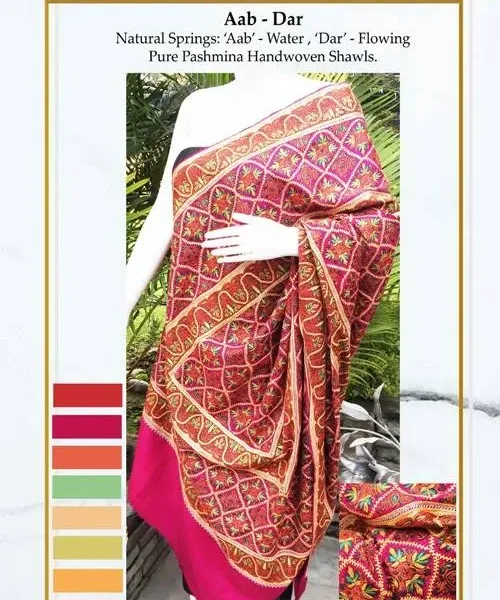 Pure Pashmina Chikandozi Tilla Shawl