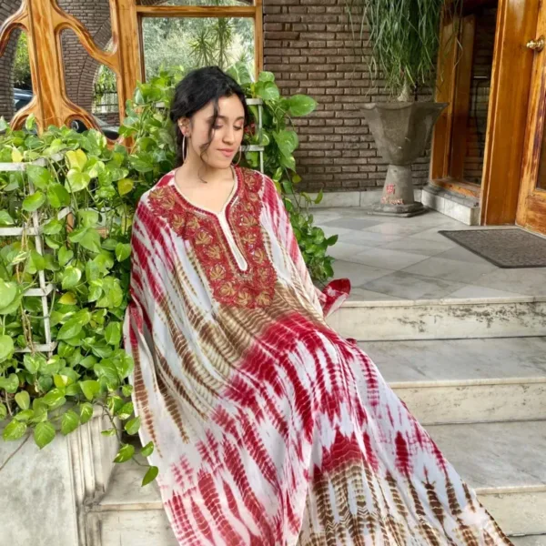 Tie- Dye maroon brown  kaftan